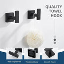 Angle Simple Bathroom Towel Hooks, Stainless Steel Robe Coat Hooks for Wall, Matte Black, 2 Pack by CozyNest Decor