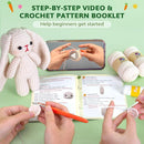 Crochetta Crochet Kit for Beginners, Crochet Starter Kit w Step-by-Step Video Tutorials, Beginner Crochet Kit Knitting Supplies for Adults Kids, Crochet Bunny(40%+ Yarn) by TinyTreasures Baby Boutique