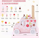 labebe Wooden Baby Walker, Push Activity Walker for Kids 12M+, Multifunctional Ice Cream Cart Activity, Adjustable Speed Learning Walking with Wheels, Birthday Gift for Girls Boys Ages 1-3 (Pink) by TinyTreasures Baby Boutique