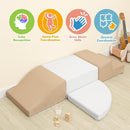 4-Piece Soft PU Leather Toddlers Climbing Toys, Baby Foam Climbing Blocks for Toddlers 3, Foam Play Gym Climbing Structures, Indoor Climb and Crawl Activity Play Set (White and Coffee) by TinyTreasures Baby Boutique