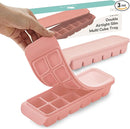 Silicone Freezer Trays with Lid, 0.5oz 12 Section - Leak Proof Silicone Freezer molds for Homemade Baby Food Breastmilk, Purees, Vegetables, Baby Food Jars Ice Tray with Lid BPA Free Pastel Pink by TinyTreasures Baby Boutique