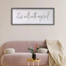 It Is Well With My Soul Wall Decor 32"x12" Bible Verse Christian Scripture Wood Framed Art Sign for Master Bedroom Living Room(Black) by CozyNest Decor