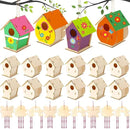 30 Pcs Crafts DIY Bird House Wind Chime Kit Unfinished Wood Birdhouse Kits 12 Wooden Birdhouses & 18 Wind Chimes Build and Paint Birdhouses Bulk Crafts Set by GreenHaven Gardens