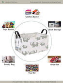 Rectangular Folding Laundry Basket, waterproof Canvas Basket,gift basket,Suitable for children's room,Office,Clothes,Toys Storage (Grey Elephant) by TinyTreasures Baby Boutique