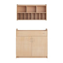 Foundations Serenity Wooden Diaper Organizer for Daycares, 3 Large & 8 Small Storage Compartments, Natural Wood Construction, Maximum Durability (Natural) by TinyTreasures Baby Boutique