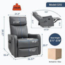 Manual Swivel Rocker Recliner Chair for Adults, Overstuffed Reclining Glider Chair for Nursing with Vibration Massage & Heat, Living Room Rocking Recliner 2-Stage backrest, Faux Leather Gray by CozyNest Decor