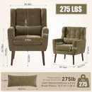 Modern Accent Chair, Upholstered Armchair with Pillow, Fabric Single Sofa Chair with Lounge Seat and Wood Legs Accent Chair for Living Room Bedroom Small Spaces (Avocado, Set of 1) by CozyNest Decor