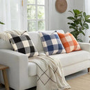 decorUhome Buffalo Plaid Check Throw Pillow Covers 16x16 Set of 2, Outdoor Decorative Farmhouse Neutral Pillow Covers with Stitched Edge for Bed Couch Sofa, Navy Blue and White by CozyNest Decor
