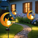 YJFWAL Garden Solar Cat Lights Pathway Stake Lights Glass Globe with Moon Cat Decor, Gifts for Mom Grandma Friends, Outdoor Decor Light Waterproof for Walkway, Yard, Patio or Garden (Warm White) by CozyNest Decor