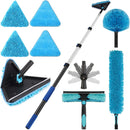 16 Feet High Ceilings Baseboard Wall Cleaner Mop with 8 Ft Extension Pole, Cobweb Duster, Window Cleaning Squeegee Kit (8ft) by GreenHaven Gardens