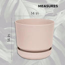 Elly Décor 14 inch Plastic Cylinder Planter Pot with Self-Watering Saucer and Drainage Hole,Lightweight & Extremely Durable, 14"x 14", Ivory by GreenHaven Gardens