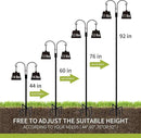 XDW-GIFTS Double Shepherds Hooks for Outdoor, 2-Pack Heavy Duty Garden Pole for Hanging Bird Feeder, Plant Baskets, Solar Light Lanterns, Garden Plant Hanger Stands with 5 Base Prongs by GreenHaven Gardens