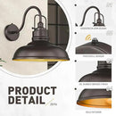 zeyu 2 Pack Outdoor Barn Light Fixtures, Farmhouse Gooseneck Wall Lights for Front Porch, 18" Dusk to Dawn Sensor Wall Sconces in Oil Rubbed Bronze Finish, 016-1BL-PC-2 ORB by CozyNest Decor