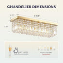 Modern Crystal Chandelier, 6 Lights Luxury Gold Rectangular Flush Mount Ceiling Light, Dining Room Light Fixture, Rectangle K9 Crystal Raindrop Chandelier for Living Room Bedroom L31.5 Inch by CozyNest Decor