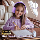 iClever BTH20 Active Noise Cancelling Headphones for Kids, 60H Play Time,Type C Fast Charging,Safe Volume 80dBA,Bluetooth5.4,Award-Winning Kids Headphones Wireless for iPad Tablet Airplane,Purple by TinyTreasures Baby Boutique