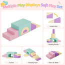 ‌Soft Climbing Toys for Toddlers, 7-Piece Baby Soft Foam Climbing Blocks, PU Leather Gym Climb and Crawl Activity Play Set, Indoor Climbing Toys for Kids and Children, Pink by TinyTreasures Baby Boutique