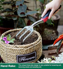 ESOW Garden Tool Set with Non-Slip Rubber Handle, 3 Piece Cast-Aluminum Heavy Duty Gardening Kit Includes Hand Trowel, Transplant Trowel and Cultivator Hand Rake, Red by GreenHaven Gardens