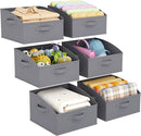 Lifewit Storage Baskets for Shelves, 6 Packs Non-woven Fabric Trapezoid Closet Organizer Bins with Handles, Foldable Clothing Containers Box for Clothes, Toy, Towel, Book, DVD, Hats, Small-Grey by TinyTreasures Baby Boutique