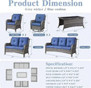 Outdoor Wicker Furniture Patio Set - 7 Piece Backyard Furniture Grey Rattan Conversation Sets with Swivel Rocker Chairs, Rattan Sofa, Club Chairs and Coffee Table, Blue Cushion by GreenHaven Gardens