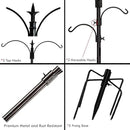 Premium Bird Feeding Station with 2 Bird Feeders Included for Outside - Multi Feeder Pole Stand Kit with 4 Hangers, Bird Bath and 5 Prong Base for Attracting Wild Birds - 22 Inch Wide x 91 Inch Tall by GreenHaven Gardens