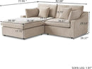 JACH Sectional Couches for Living Room, Cloud Sectional Couch with Deep Seat, Love Seat Modular Sofa with Chaise Ottoman, Covers Removeable & Washable, Sofas Furniture for Living Room, Khaki by CozyNest Decor