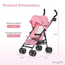 Dream On Me Rover Convenience Baby Stroller in Pink, Lightweight & Compact Umbrella Stroller, Easy one-Hand fold Travel Stroller, Lockable Rear Wheels, Removable & Adjustable Canopy by TinyTreasures Baby Boutique