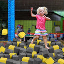 Foam Pit Cubes, 24 PCS 5 Inches Gymnastics Foam Blocks Trampoline Blocks, Multi-Sport Protective Padding for Gymnastics, Trampoline, Parkour, Skate Parks & BMX - Dark Grey & Yellow by TinyTreasures Baby Boutique