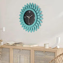 Honiway Wall Clock Battery Operated 12 Inch Rustic Wood Beach Sunburst Decorative Wall Clock Silent Non-Ticking Coastal Wall Decor Clocks for Living Room Kitchen Bathroom Bedroom (Cyan) by CozyNest Decor