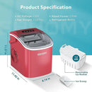 EUHOMY Countertop Ice Maker Machine with Handle, 26lbs Per Day, 9 Ice Cubes Ready in 6 Mins, Auto-Cleaning Portable Ice Maker with Basket and Scoop, for Home/Kitchen/Camping/RV (Red) by CozyNest Decor