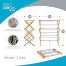BirdRock Home Wooden Clothes Drying Rack | 3-Tier Foldable Bamboo Laundry Stand | Water-Resistant, Fully Assembled, Collapsible Indoor/Outdoor Dryer for Hanging Clothes | Grey by CozyNest Decor