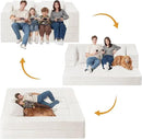 Folding Bean Bag Chair for Adults,3-in-1 Bean Bag Couch Faux Fur Floor Sofa Large Beanbag Convertible Bean Bag Sofa Bed with Pillow in Bedroom,Living Room,Apartment(Queen,Milky White) by CozyNest Decor