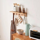 Oak Wood Wall Shelf with 5 Hooks, Entryway Shelf Coat Rack with Hooks Floating Shelves with Hooks for Clothes Hats Towel Purse Robes, Bathroom Mudroom Bedroom (20 inch) by CozyNest Decor