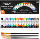 Shuttle Art Watercolor Paint Set, 15 Colors Watercolor Paint in Tubes (12ml Each) with 3 Brushes, Rich Pigments, Easy to Blend, Perfect for Kids, Artists, Beginners, Students by TinyTreasures Baby Boutique