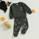 0-4T Toddler Boy Girl Halloween Outfit Fall Clothes Ghost Long Sleeve Sweatshirt Top Pants Baby Halloween Clothes by TinyTreasures Baby Boutique