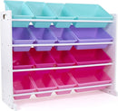 Humble Crew Supersized Toy Storage Organizer with 16 Removable Bins, White/Blue/Pink/Purple – Large Toy Storage for Toddlers Ideal for Kids' Rooms, Playrooms, and Nurseries - Modern Toy Bins for Kids by TinyTreasures Baby Boutique