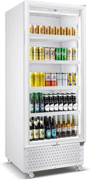 Tylza Commercial Refrigerator with Glass Door Display Beverage Fridge, 14.8 Cu Ft Upright Beverage Cooler Merchandiser with Rebound Door, Low Noise, Fast Cooling, White by CozyNest Decor