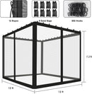 ShowyLive 12x12 Patio Umbrella Mosquito Netting with Zipper 4 Doors & 8 Weight Bag - Adjustable Polyester Mesh Bug Screen for Outdoor Umbrellas, Garden, Patio Tables (Black) by GreenHaven Gardens