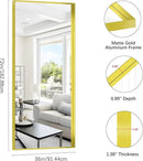 Gold Bathroom Mirror, 72x30 Inch Rectangular Framed Mirror, Large Wall Mounted Bathroom Vanity Mirror Over Sink for Bedroom,Restroom, Living Room, Hangs Vertically or Horizontally by CozyNest Decor