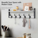 Tatub 29" Coat Rack Wall Mount with Shelf, Entryway Wall Hooks with Shelf, Coat Hangers for Bathroom, Living Room, Bedroom, Rustic White by CozyNest Decor
