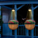 2 Packs Hanging Planters Basket for Outdoor Plants, Solar Powered Self Watering Bronze Round Plastic Flower Pots with Drainer for Balcony Patio Garden Outdoor Decoration by CozyNest Decor
