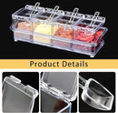 4-Cell Clear Seasoning Rack Spice Box, Storage Container Condiment Jars Acrylic Seasoning Box with Cover and Spoon (Basic Clear) by CozyNest Decor