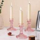 12Pcs Pink Candlestick Holders Set- 4" H Taper Candle Holders Bulk, Glass Candle Holders for Wedding, Party, Romantic Dinner Table Centerpieces, Festival Gifts & Windowsill Decor by CozyNest Decor