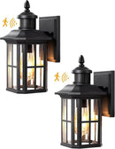 EDISHINE 2 Pack Motion Sensor Outdoor Wall Lights, Dusk to Dawn Exterior Lighting Fixture, Modern Porch Light Wall Mount, Clear Water Glass, Anti-Rust Aluminum for Front Door Garage, Patio, Black by GreenHaven Gardens