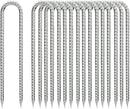Ground-Stakes-Heavy-Duty-12 inch, U-Hook Rebar Stakes Galvanized Anti-Rust 20pcs Garden Stakes Metal Ground Anchors for Garden Dog Fence Chicken Coop Tent Trampoline Accessories Deer Fence by CozyNest Decor