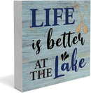 Lake House Decor Summer Lake Decorations Lake Life Wooden Sign Rustic Home Decor 5 x 5 Inches by CozyNest Decor