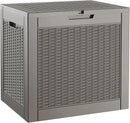 NUNU LAB 30 Gallon Waterproof Resin Deck Box, Lockable Outdoor & Indoor Storage Bench for Patio Cushions, Garden Tools, Pool Accessories & Package Deliveries – Grey by GreenHaven Gardens