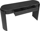 55" Sofa Table with Oval Top and 2 Drawers, Entryway Console Table with Fluted Design for Hallway,Foyer,Entry and Living Room (Fully Assembled-Black) by CozyNest Decor