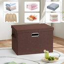 Large 17" 36 Quart Collapsible Stackable Storage Bins with Lids, 3 Packs Dark red Foldable Fabric Closet Storage Boxes with Lids, Heavy-duty Linen Cube Baskets(17x12x11) by TinyTreasures Baby Boutique