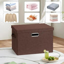 Large 17" 36 Quart Collapsible Stackable Storage Bins with Lids, 3 Packs Dark red Foldable Fabric Closet Storage Boxes with Lids, Heavy-duty Linen Cube Baskets(17x12x11) by CozyNest Decor