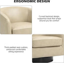 Swivel Barrel Accent Chair, Modern Round Faux Leather Arm Chair for Living Room, Bedroom, Comfy Club Reading Chairs for Adults(Faux Leather, Cream, Set of 4) by CozyNest Decor